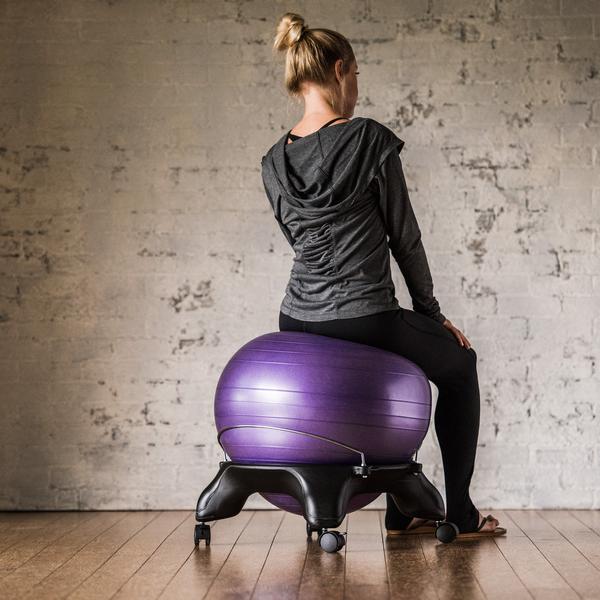 Sitting on the Purple Backless Balance Ball Chair